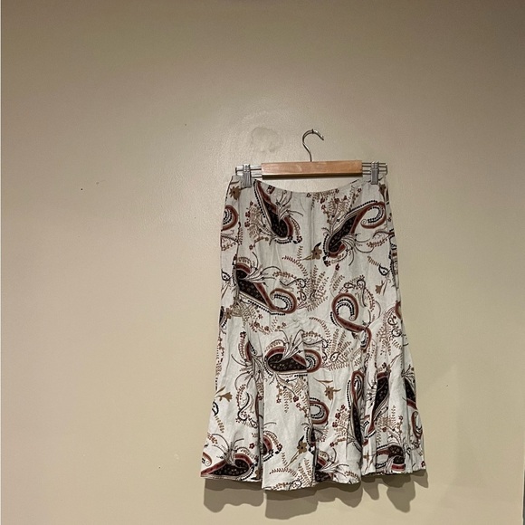 Two Star Dog Women's MIDI Tiered Paisley Linen Cotton Blend Skirt Made In USA Sm - Picture 3 of 6